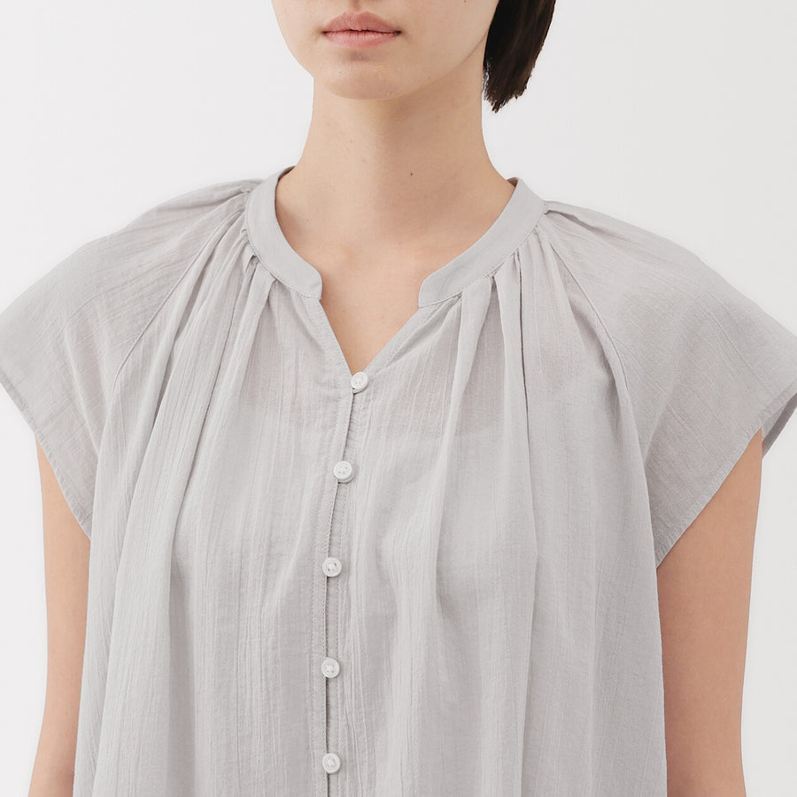 W's High twisted veilFrench sleeveblouse Off WhiteXS