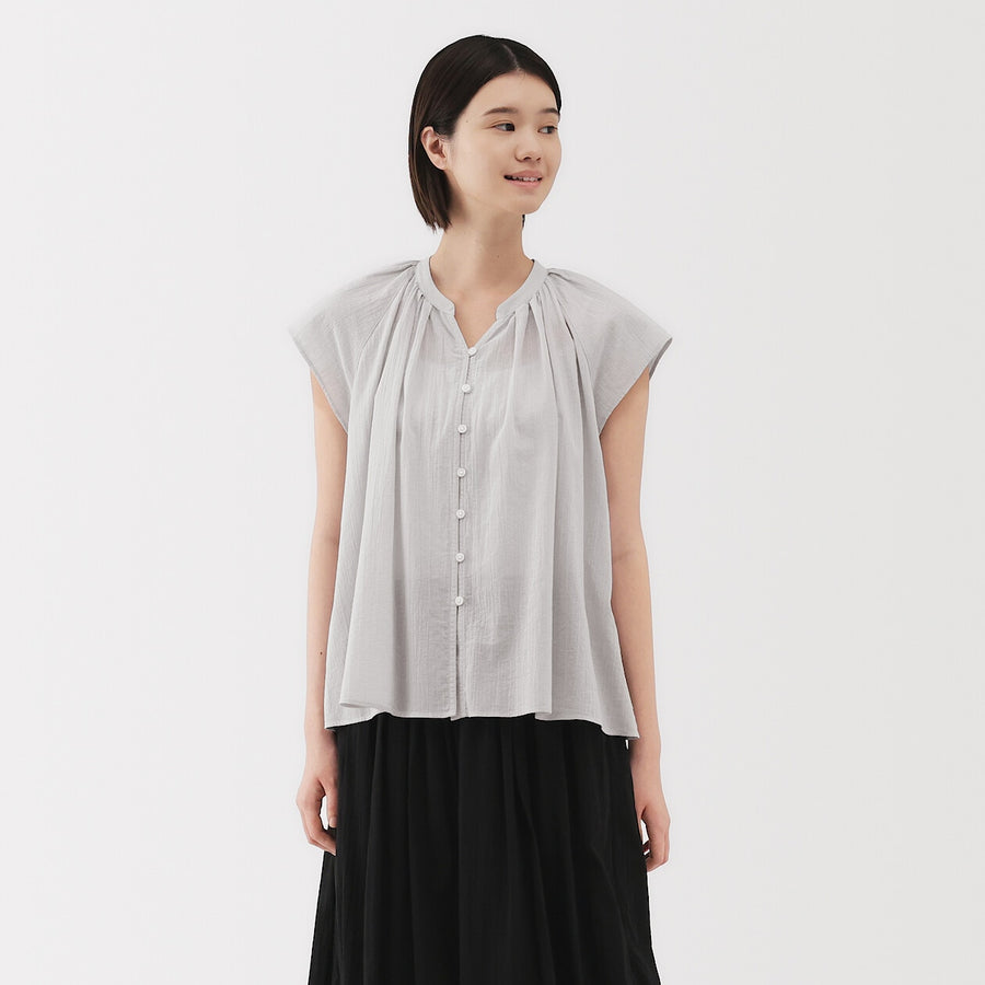W's High twisted veilFrench sleeveblouse Off WhiteXS