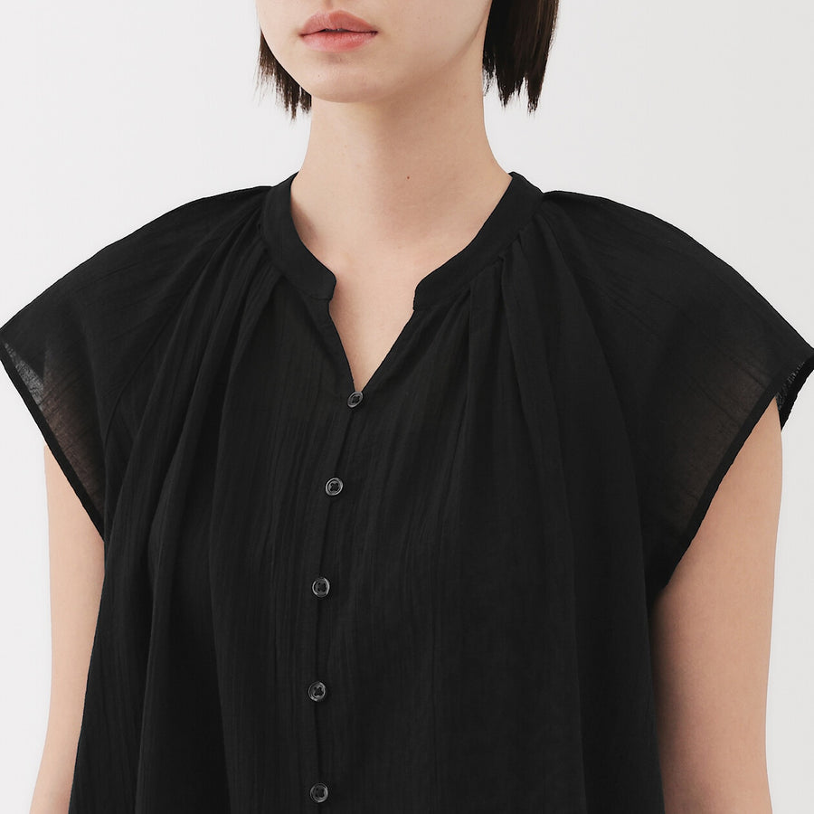 W's High twisted veilFrench sleeveblouse Off WhiteXS