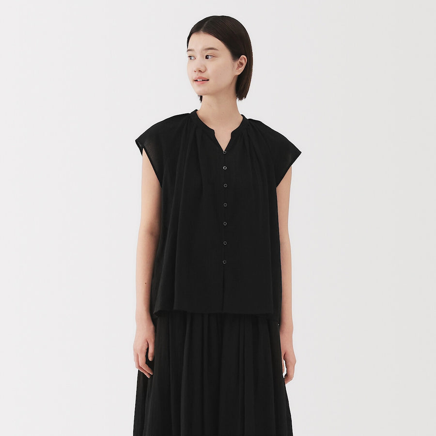 W's High twisted veilFrench sleeveblouse Off WhiteXS