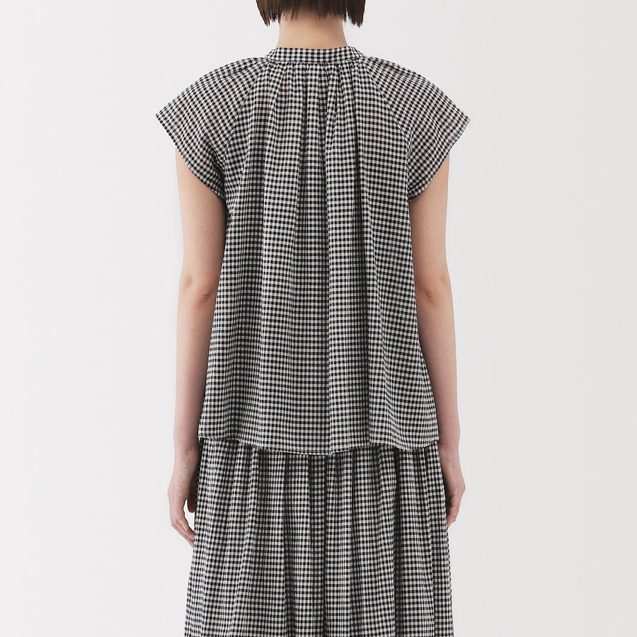 W's High twisted veilFrench sleeveblouse Off WhiteXS