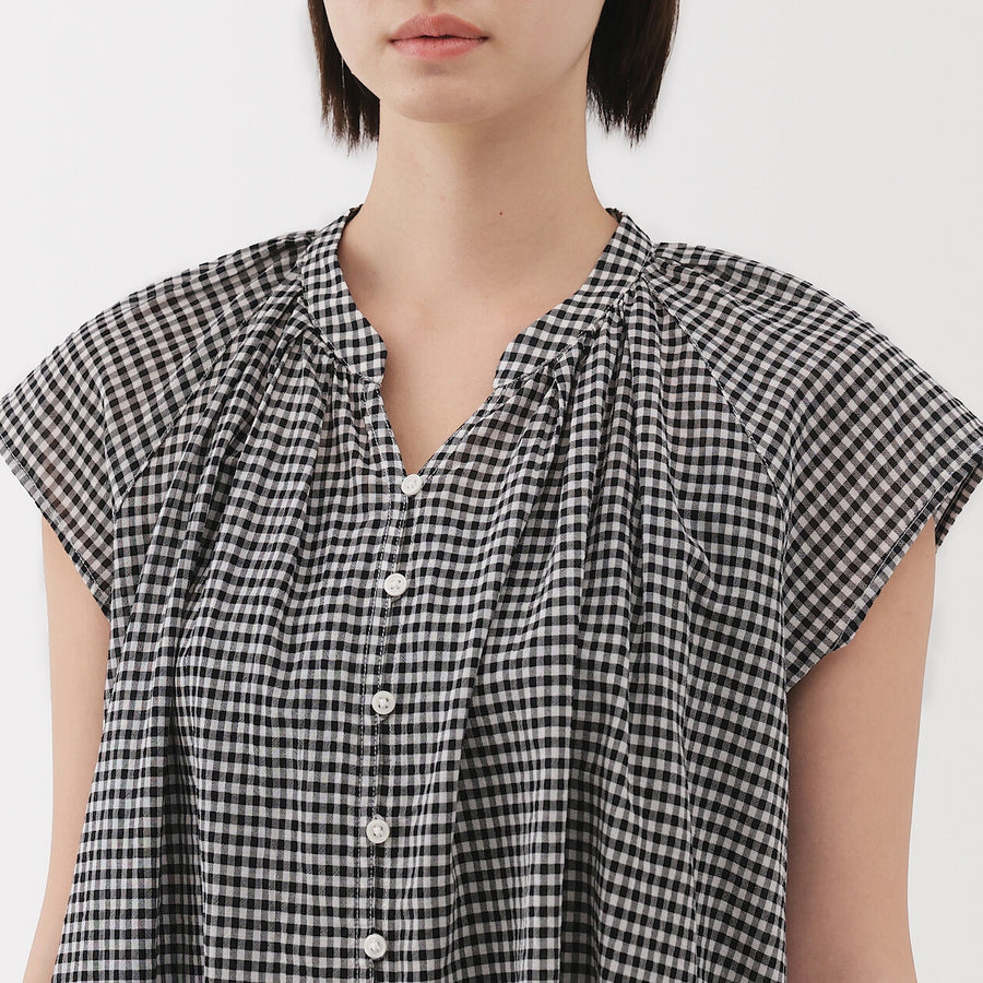 W's High twisted veilFrench sleeveblouse Off WhiteXS