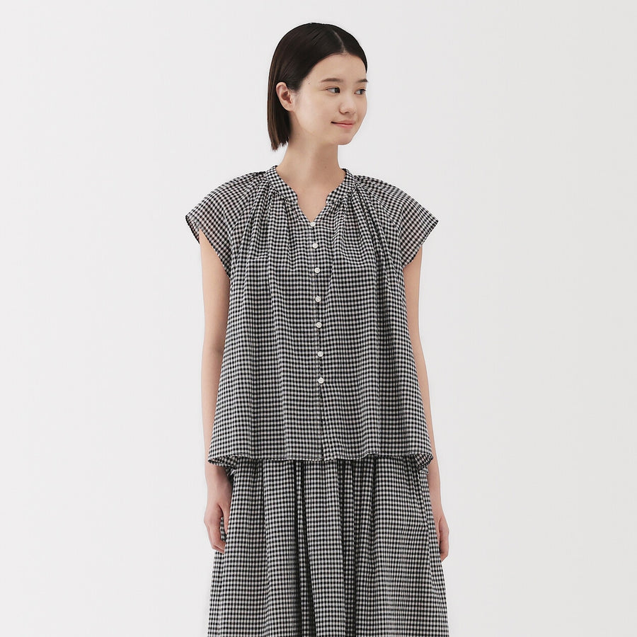 W's High twisted veilFrench sleeveblouse Off WhiteXS