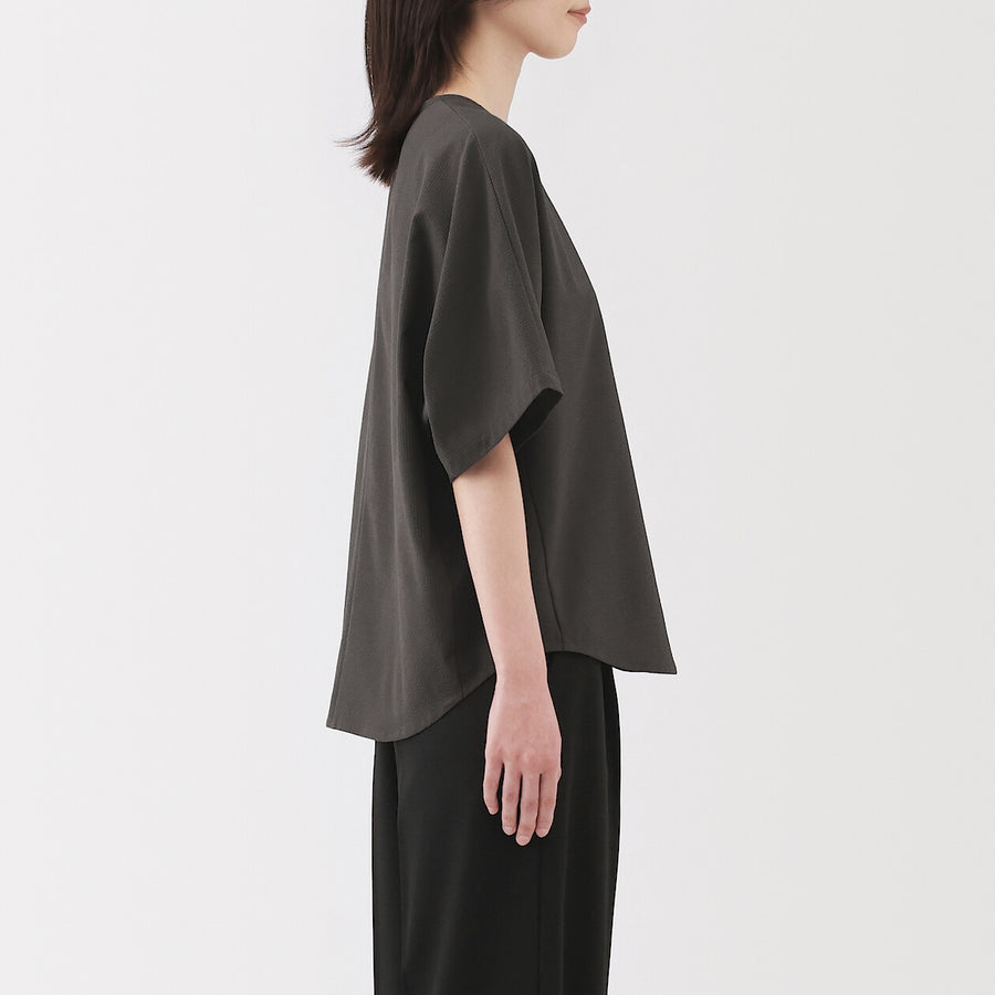 W's Breathable seersucker S/S blouse (OS) Dark greyXS