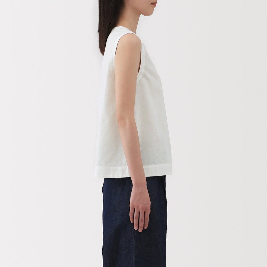 W's Hemp cotton Sleeveless blouse(OS) WhiteXS