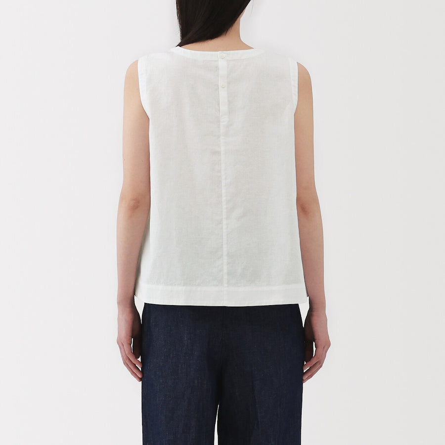 W's Hemp cotton Sleeveless blouse(OS) WhiteXS