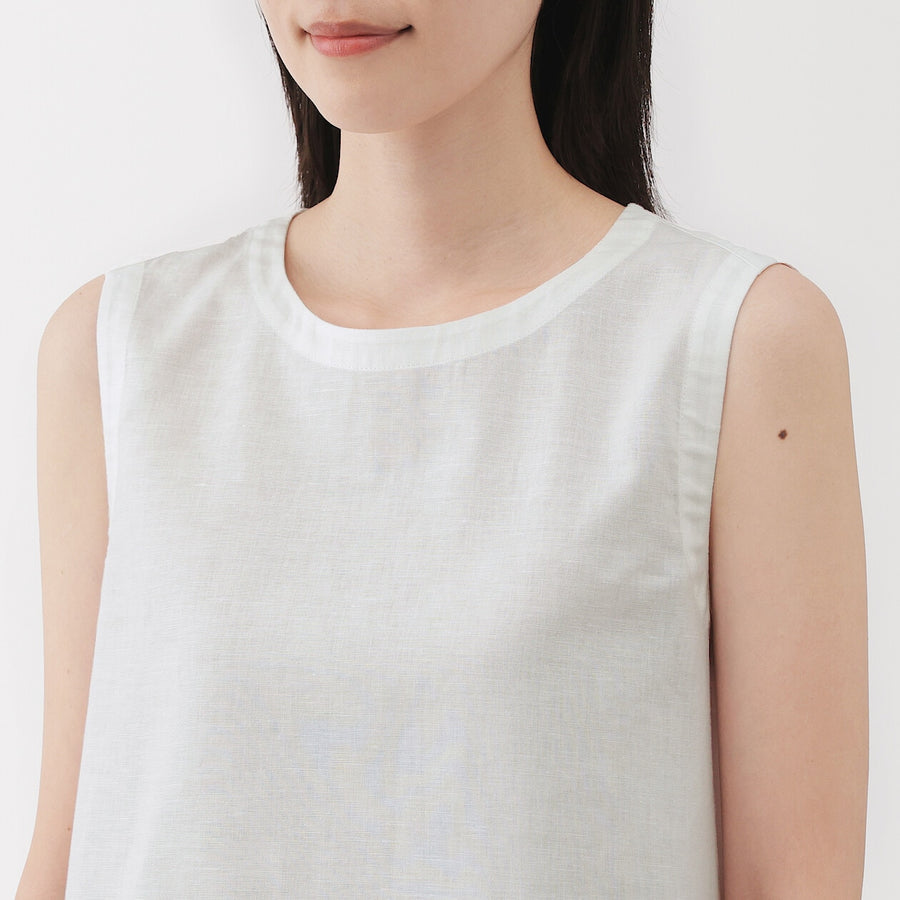 W's Hemp cotton Sleeveless blouse(OS) WhiteXS