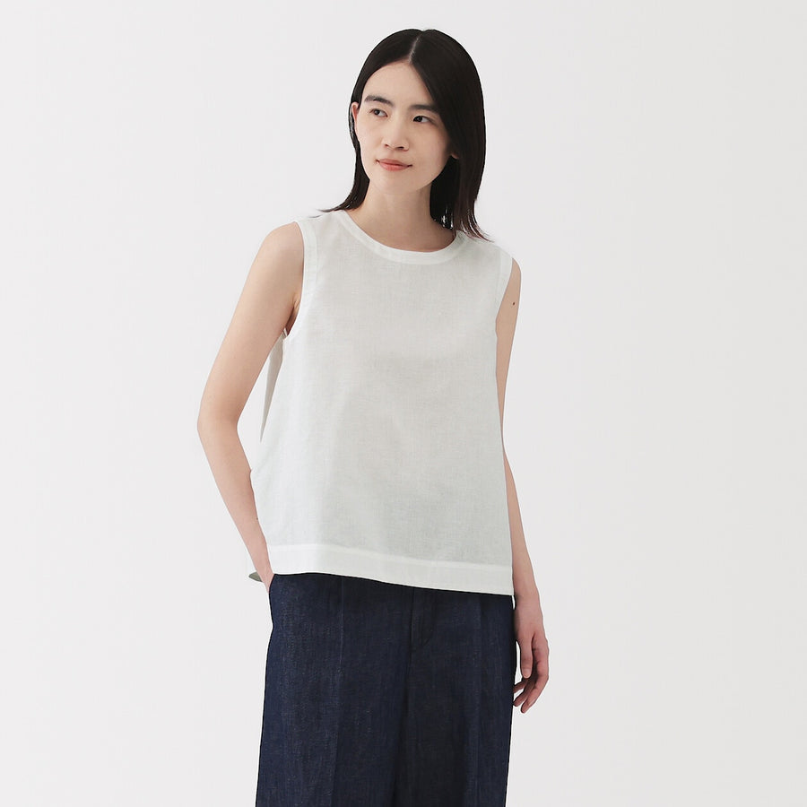 W's Hemp cotton Sleeveless blouse(OS) WhiteXS