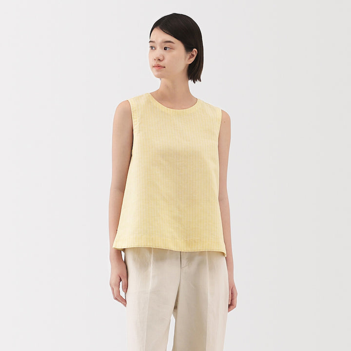 W's Hemp cotton Sleeveless blouse(OS) WhiteXS