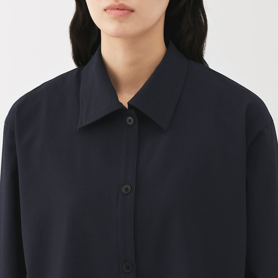 W's Breathable seersucker Shirt jacket BlackXS