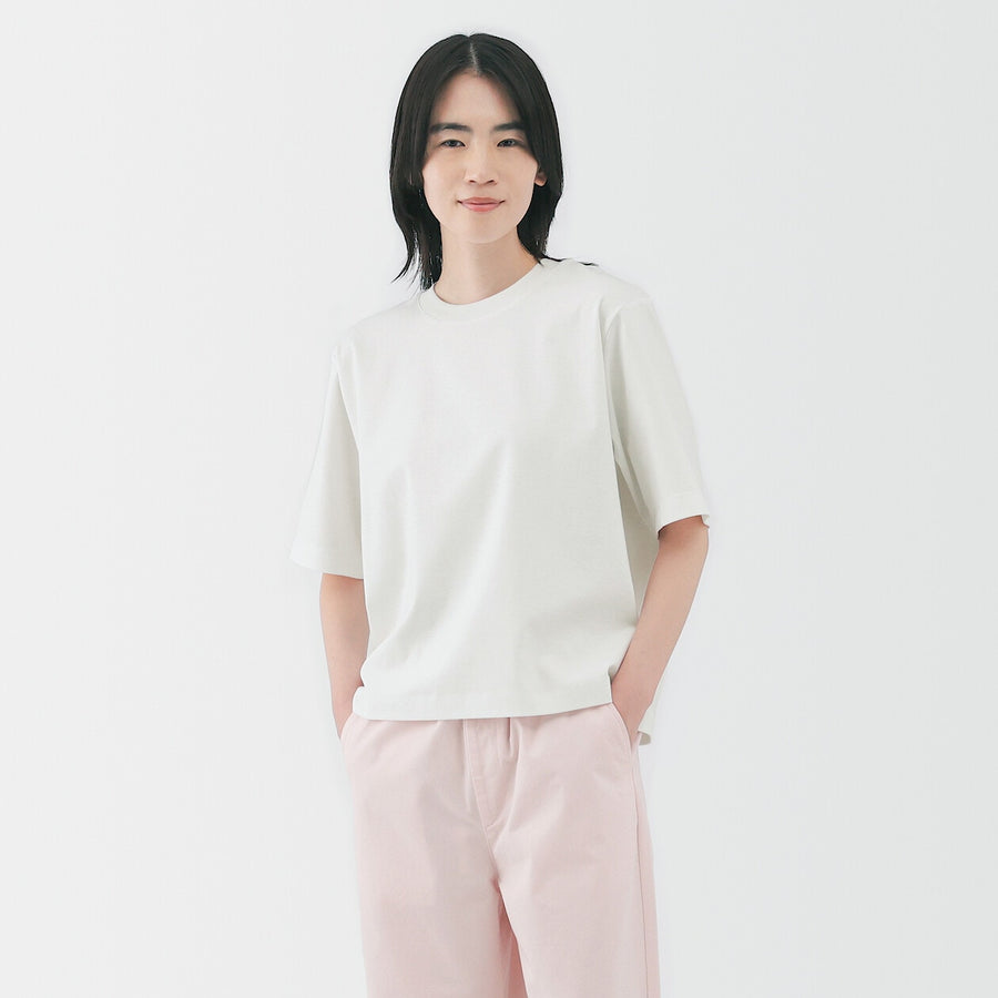 W's Cool touch crew neck wide-fit S/Slv T-shirt WhiteXS