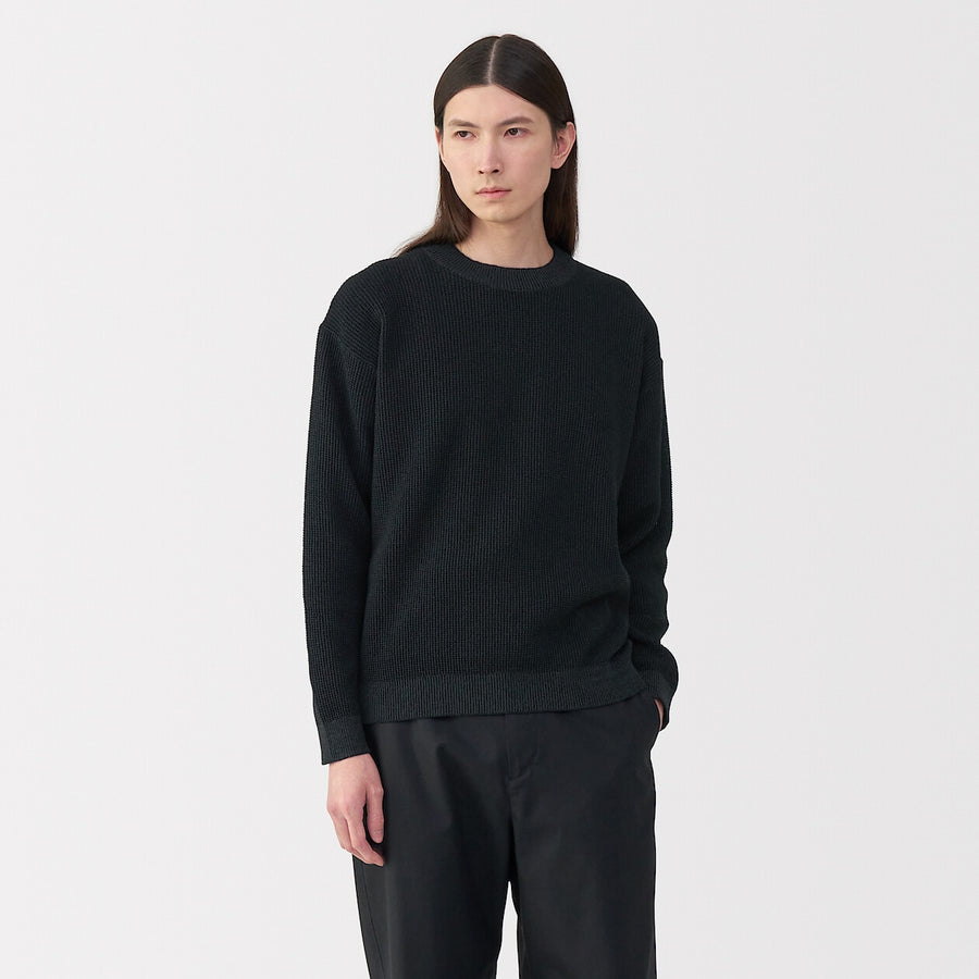 Men's washi blended knit long sleeve pull over BlackS