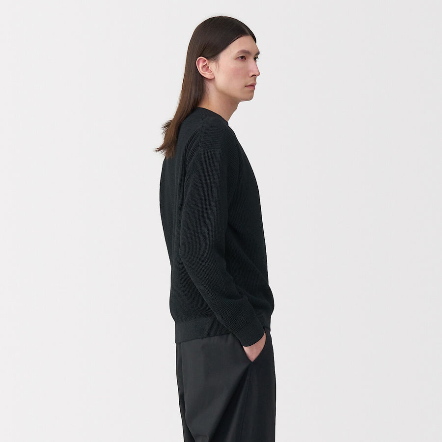 Men's washi blended knit long sleeve pull over BlackS