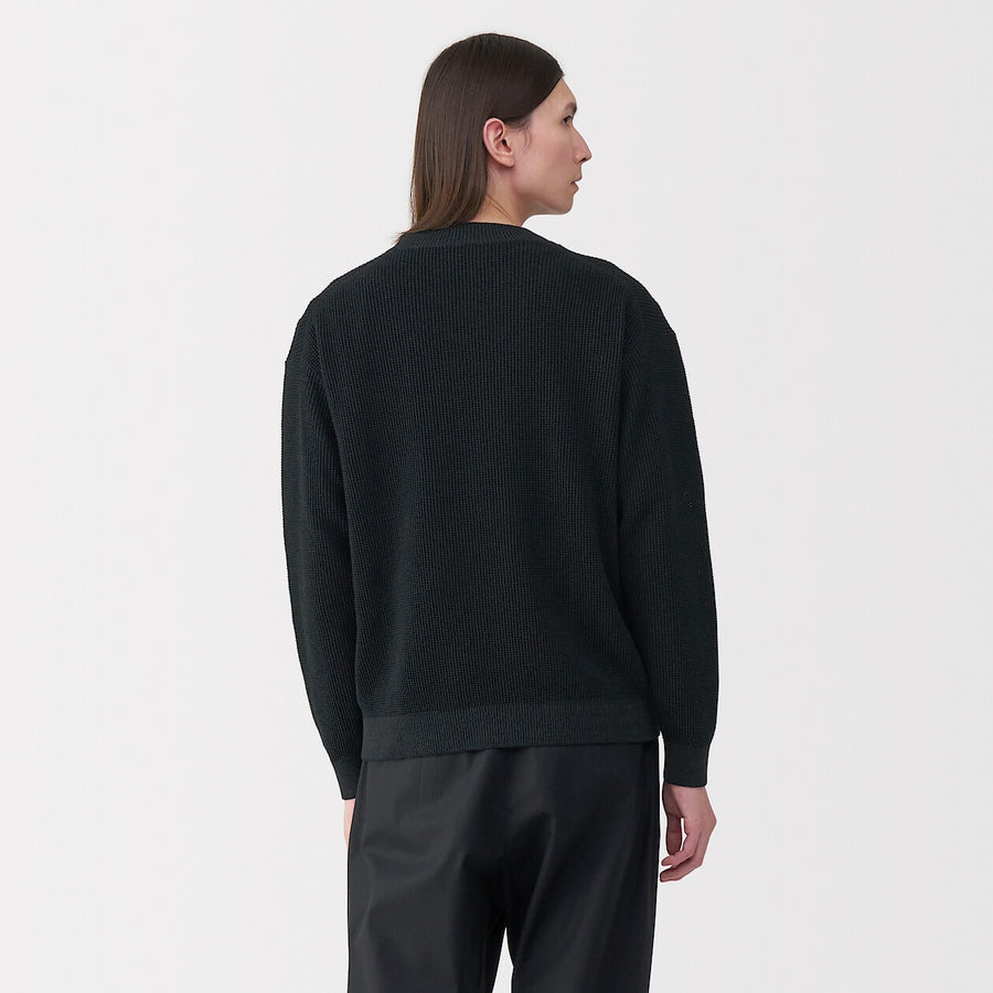 Men's washi blended knit long sleeve pull over BlackS