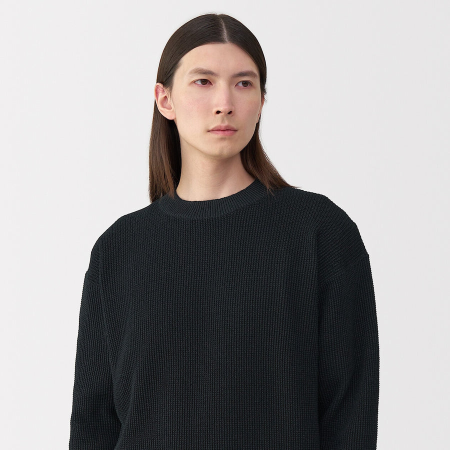 Men's washi blended knit long sleeve pull over BlackS