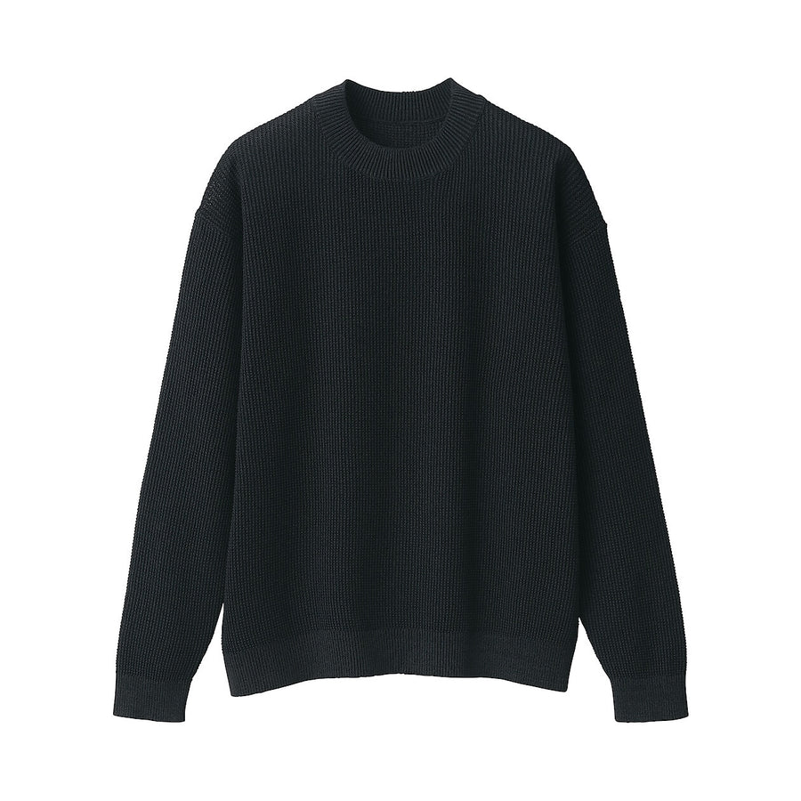 Men's washi blended knit long sleeve pull over BlackS