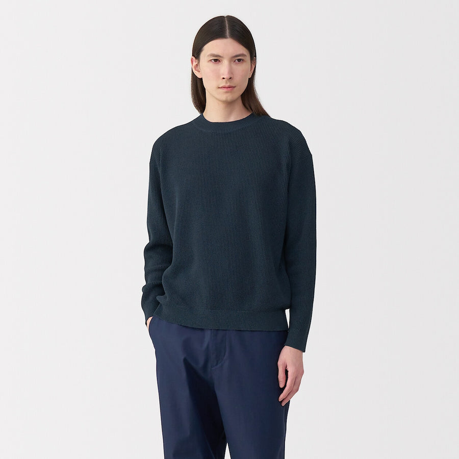 Men's washi blended knit long sleeve pull over BlackS