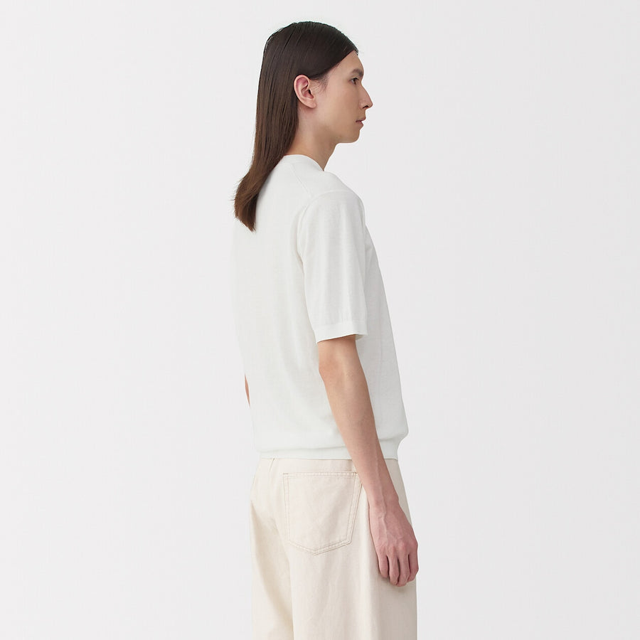 M's cotton high gauge knit short sleeve pull overOff WhiteS