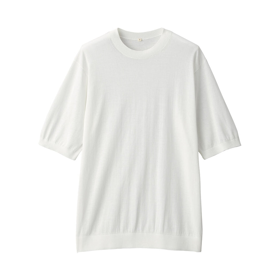 M's cotton high gauge knit short sleeve pull overOff WhiteS