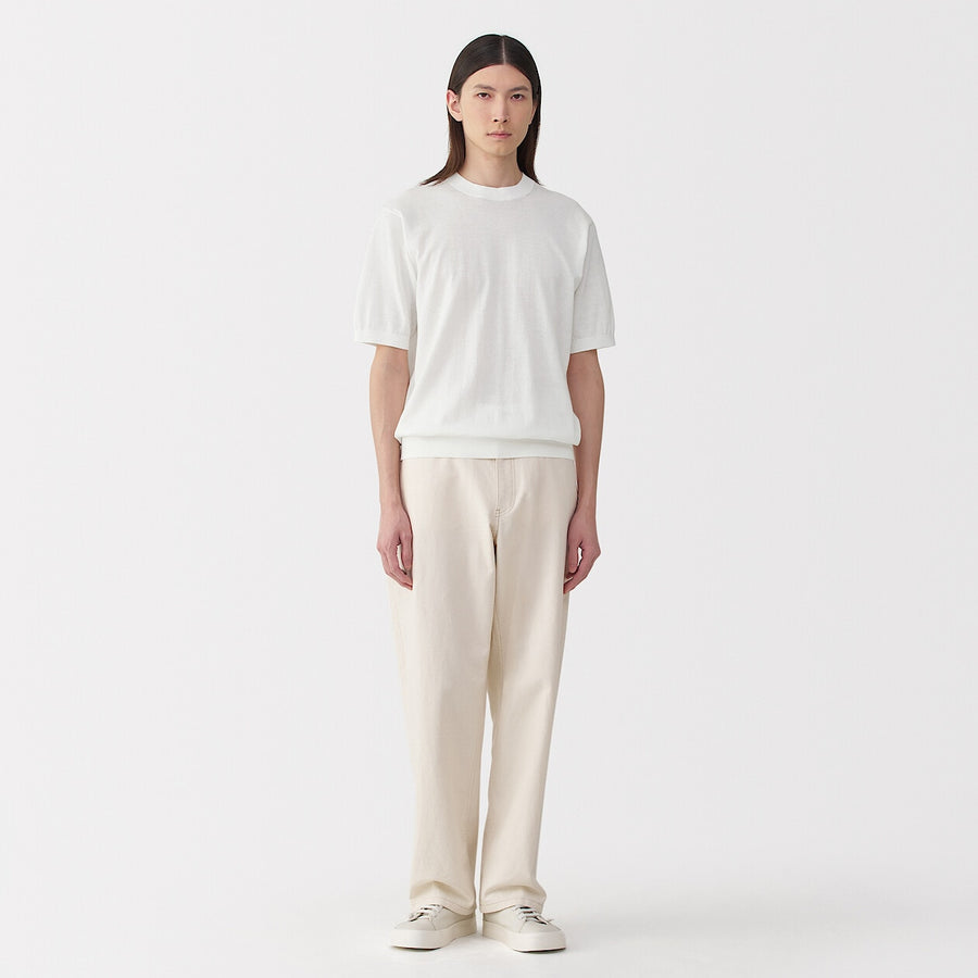 M's cotton high gauge knit short sleeve pull overOff WhiteS
