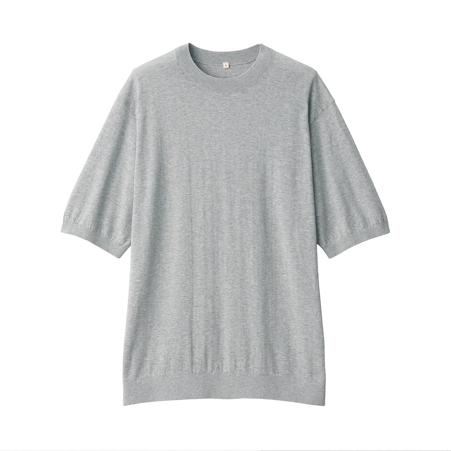 M's cotton high gauge knit short sleeve pull overOff WhiteS