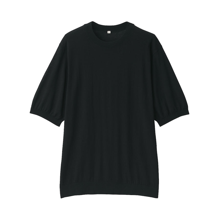 M's cotton high gauge knit short sleeve pull overOff WhiteS