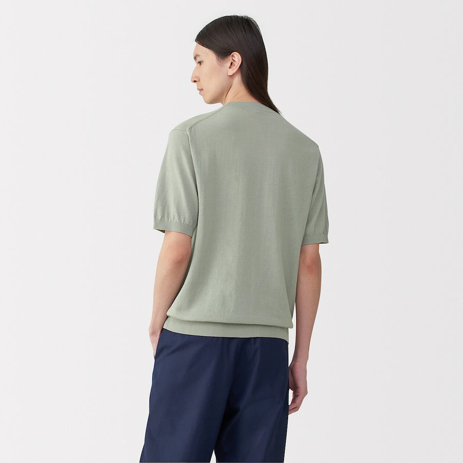 M's cotton high gauge knit short sleeve pull overOff WhiteS