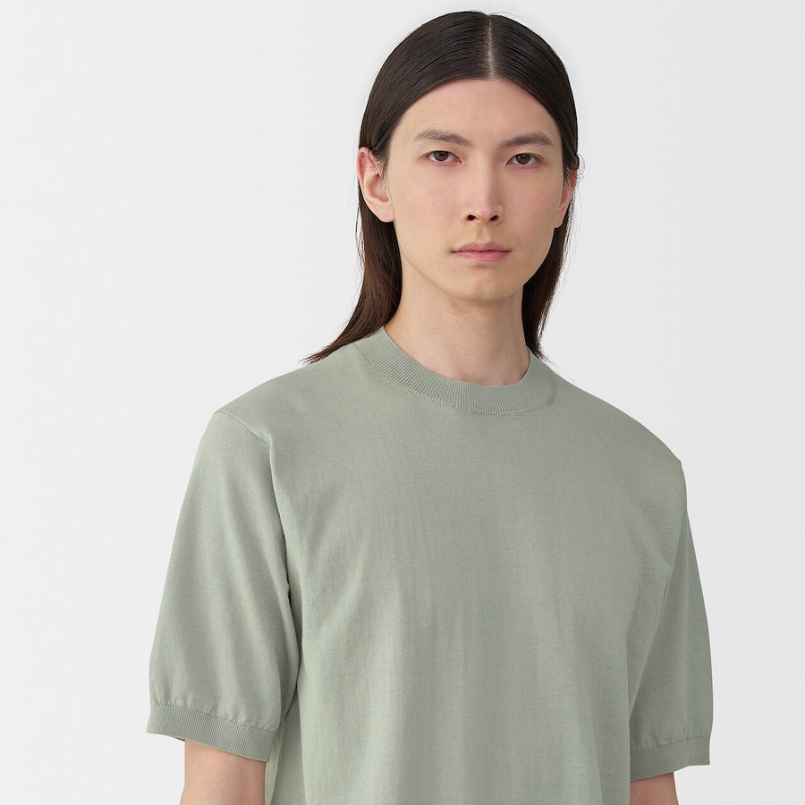 M's cotton high gauge knit short sleeve pull overOff WhiteS