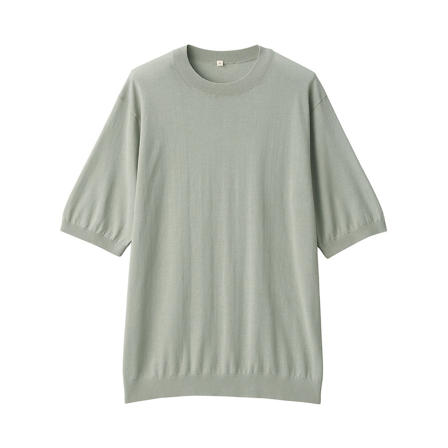 M's cotton high gauge knit short sleeve pull overOff WhiteS
