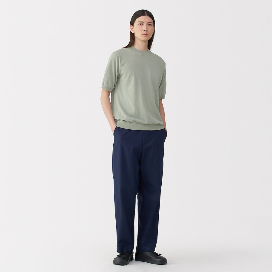 M's cotton high gauge knit short sleeve pull overOff WhiteS