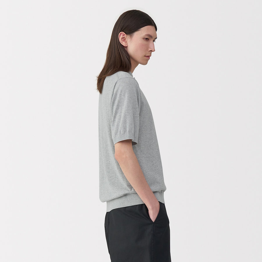Men's cotton high gauge knit poloGreyS