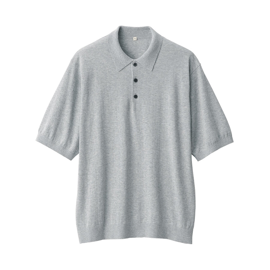 Men's cotton high gauge knit poloGreyS