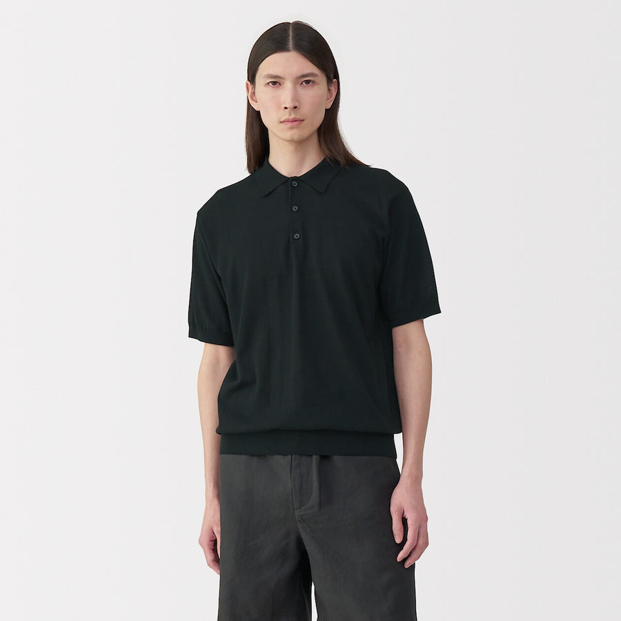 Men's cotton high gauge knit poloGreyS