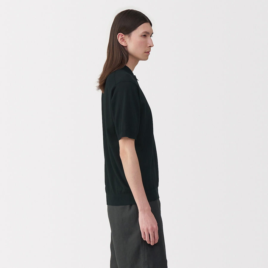 Men's cotton high gauge knit poloGreyS