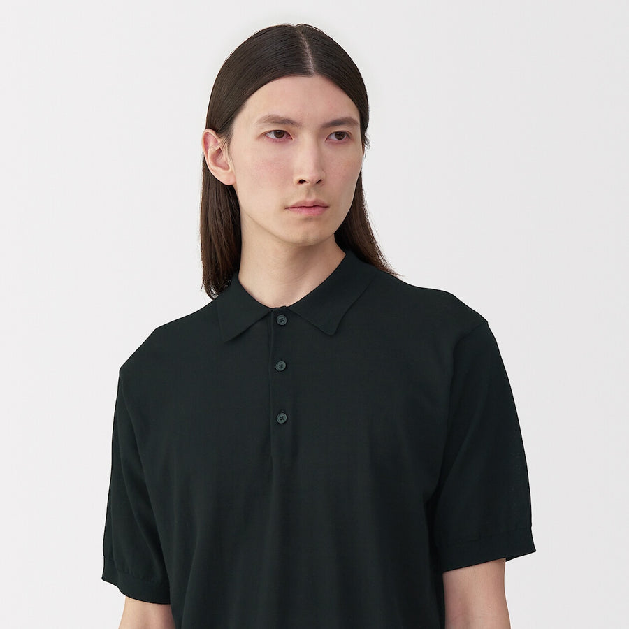 Men's cotton high gauge knit poloGreyS