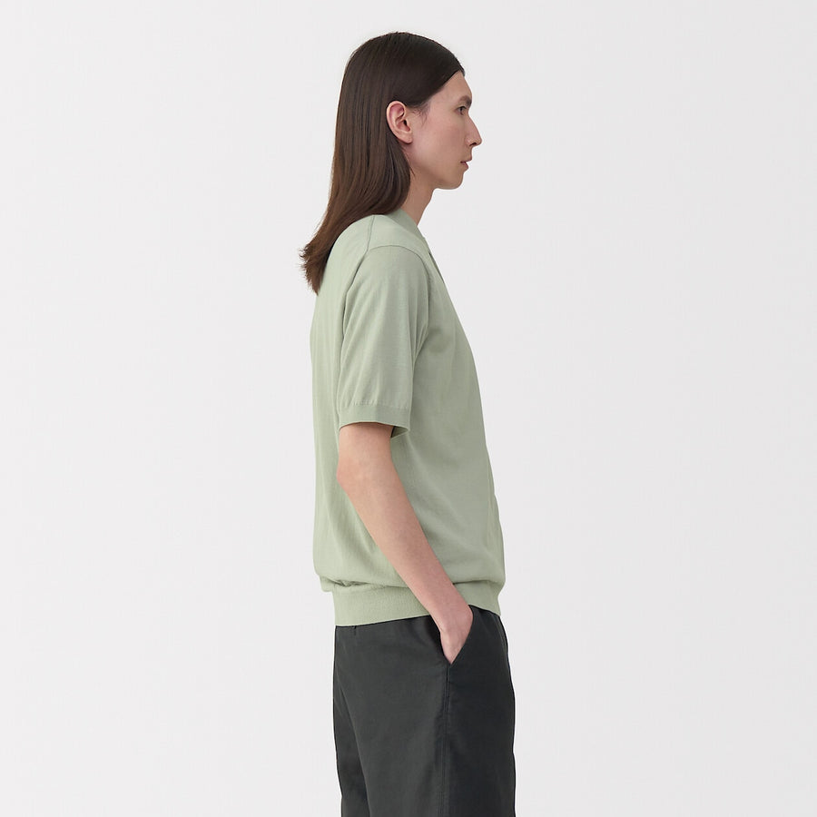 Men's cotton high gauge knit poloGreyS