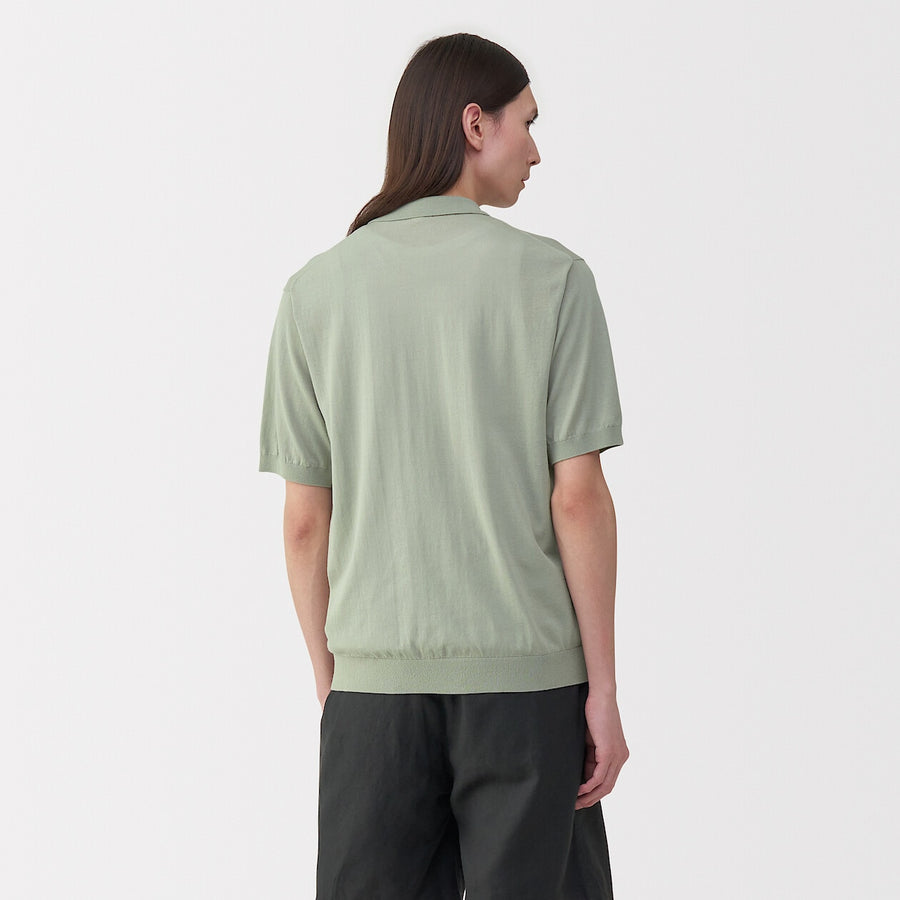 Men's cotton high gauge knit poloGreyS
