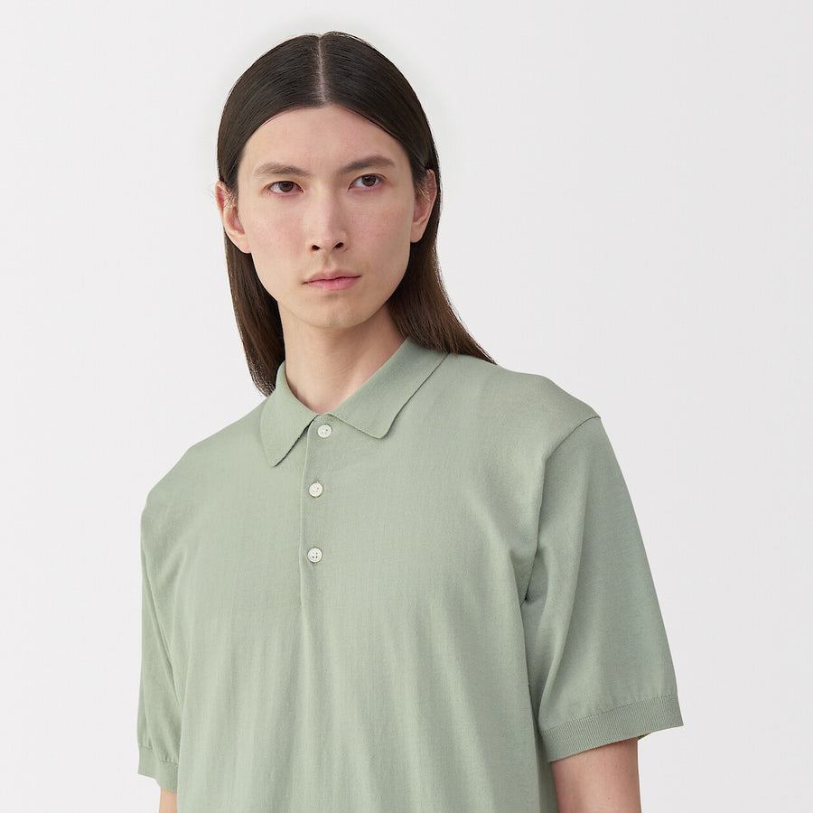 Men's cotton high gauge knit poloGreyS