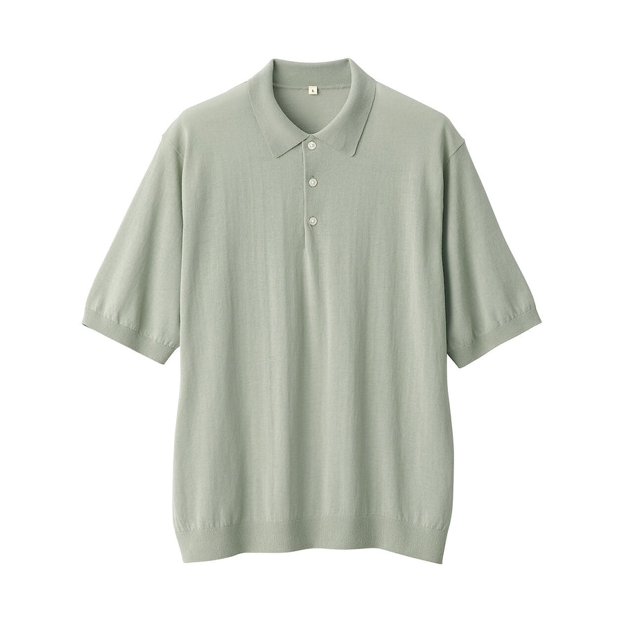 Men's cotton high gauge knit poloGreyS