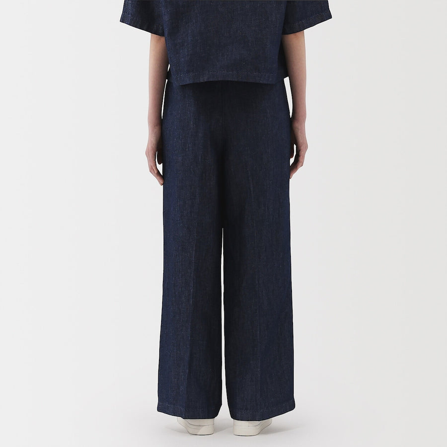 W's Hemp blend denim Darted wide pants NavyXS