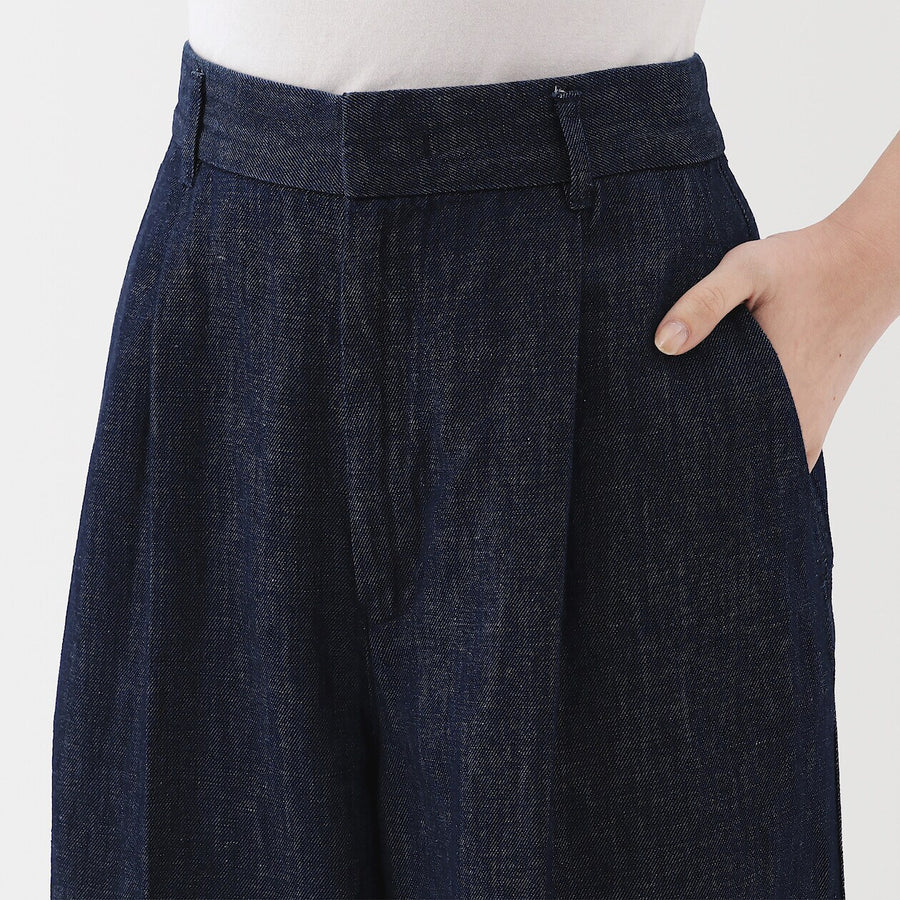 W's Hemp blend denim Darted wide pants NavyXS