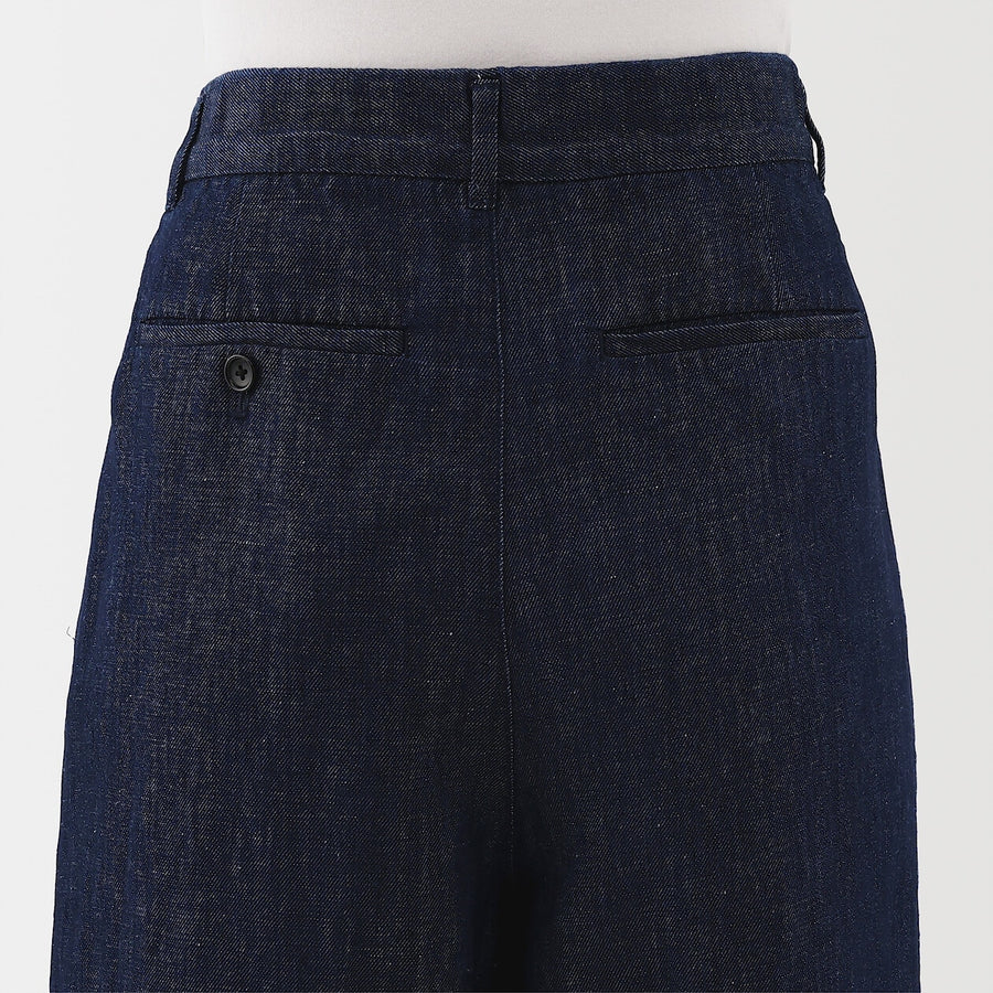 W's Hemp blend denim Darted wide pants NavyXS