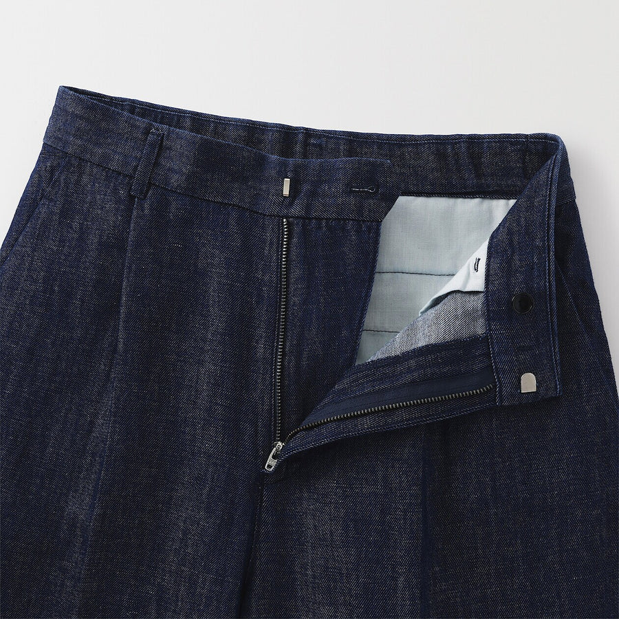 W's Hemp blend denim Darted wide pants NavyXS