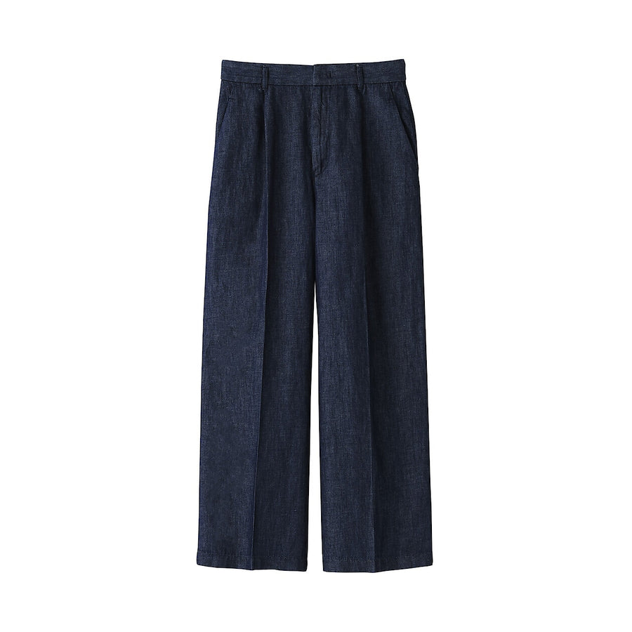 W's Hemp blend denim Darted wide pants NavyXS