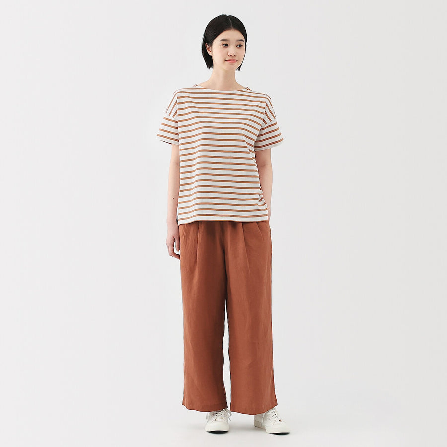W's Striped Boat neck S/Slv T-shirt Smoky Orange StripeXS