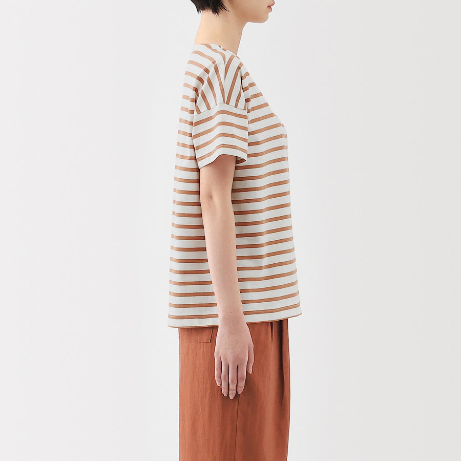 W's Striped Boat neck S/Slv T-shirt Smoky Orange StripeXS