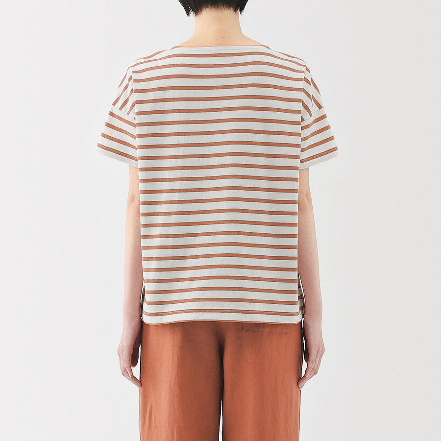 W's Striped Boat neck S/Slv T-shirt Smoky Orange StripeXS