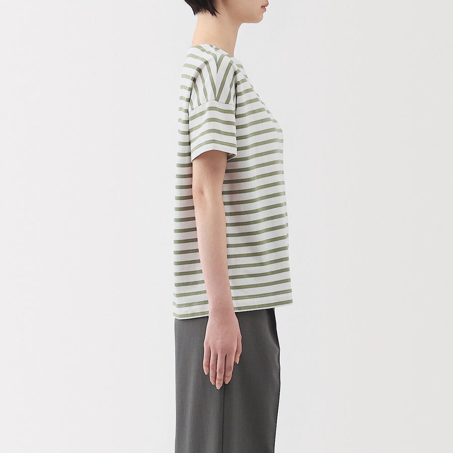 W's Striped Boat neck S/Slv T-shirt Smoky Orange StripeXS