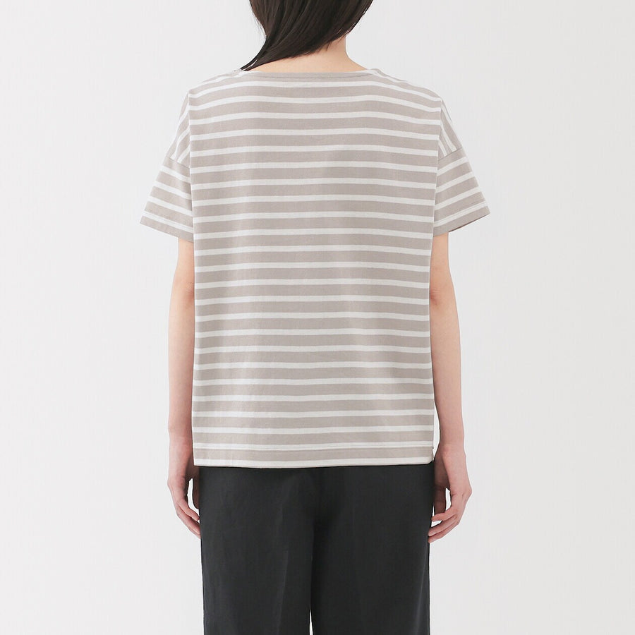 W's Striped Boat neck S/Slv T-shirt Smoky Orange StripeXS