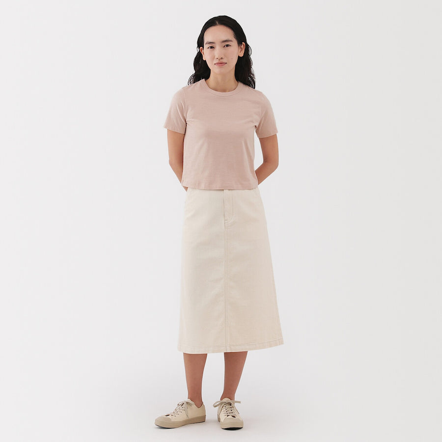 W's Slub jersey cropped crewneck S/Slv T-shirt (OS)WhiteXS